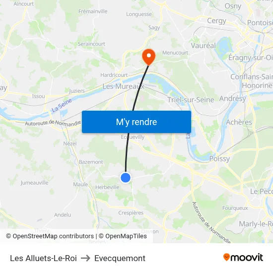 Les Alluets-Le-Roi to Evecquemont map