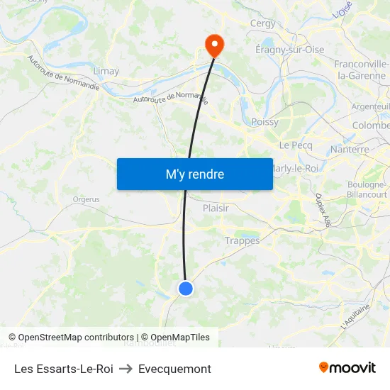 Les Essarts-Le-Roi to Evecquemont map