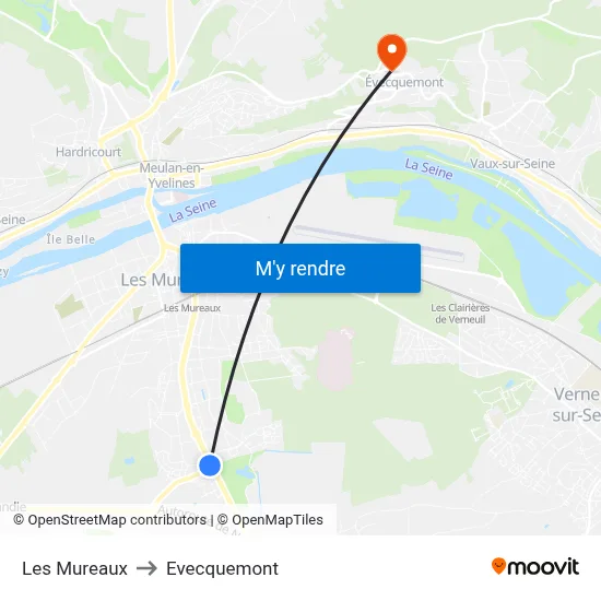 Les Mureaux to Evecquemont map