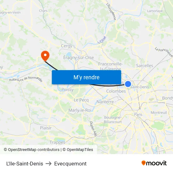 L'Ile-Saint-Denis to Evecquemont map