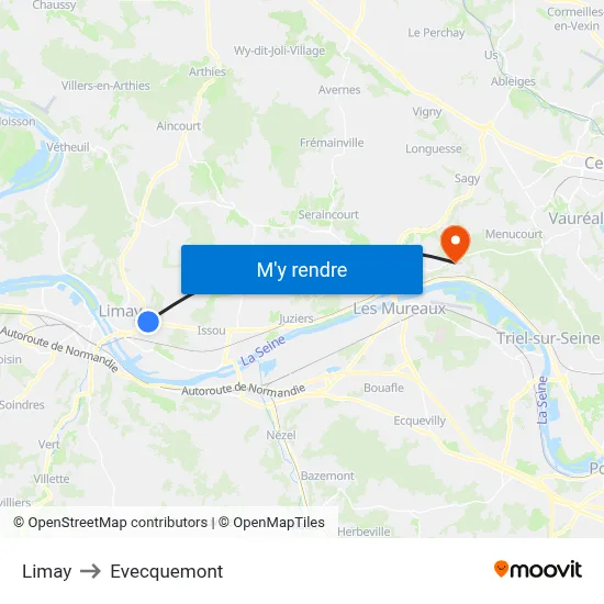 Limay to Evecquemont map