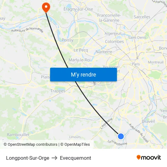 Longpont-Sur-Orge to Evecquemont map