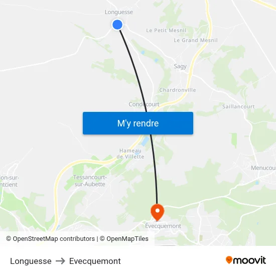 Longuesse to Evecquemont map