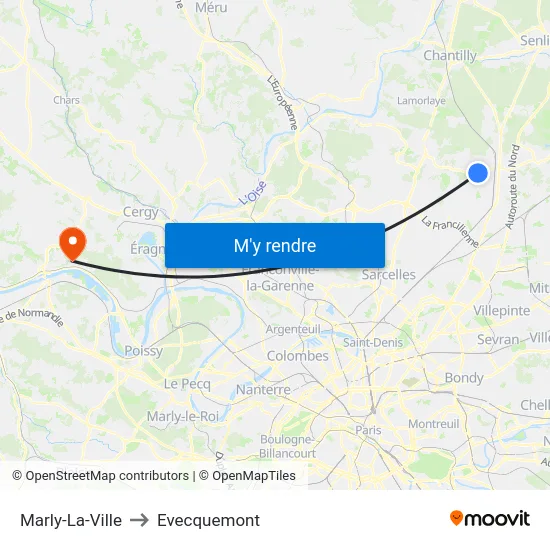Marly-La-Ville to Evecquemont map