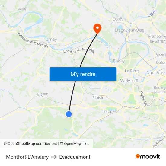 Montfort-L'Amaury to Evecquemont map