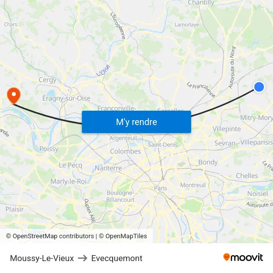 Moussy-Le-Vieux to Evecquemont map