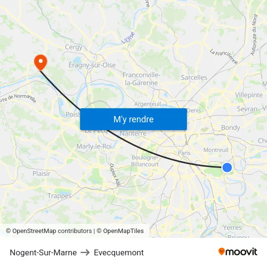 Nogent-Sur-Marne to Evecquemont map