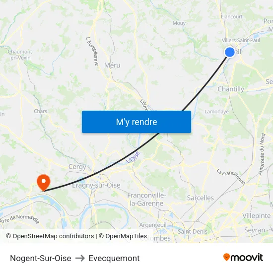 Nogent-Sur-Oise to Evecquemont map