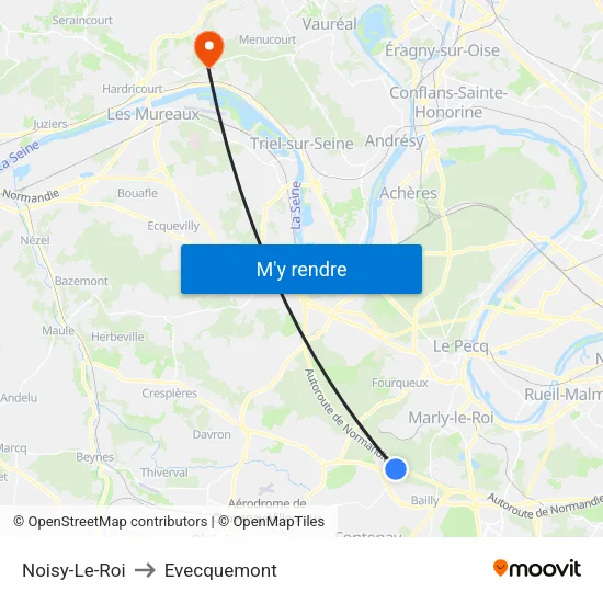 Noisy-Le-Roi to Evecquemont map