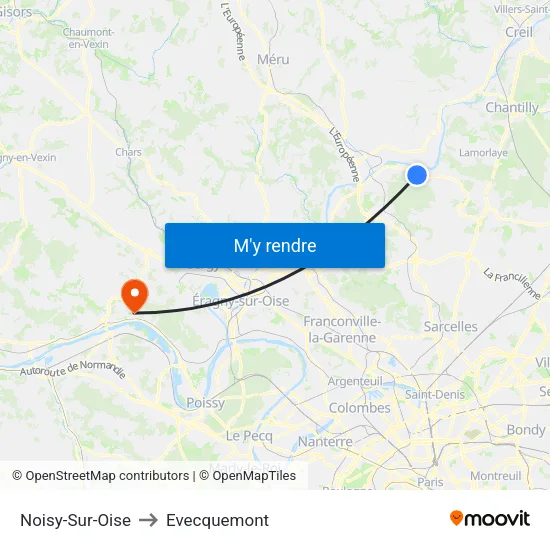 Noisy-Sur-Oise to Evecquemont map