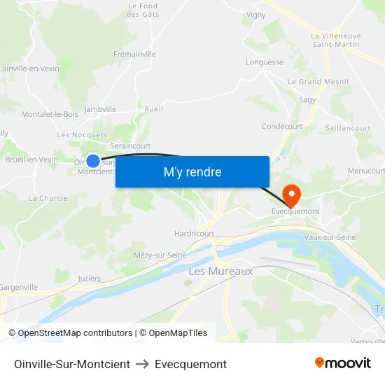 Oinville-Sur-Montcient to Evecquemont map