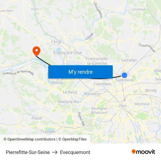 Pierrefitte-Sur-Seine to Evecquemont map