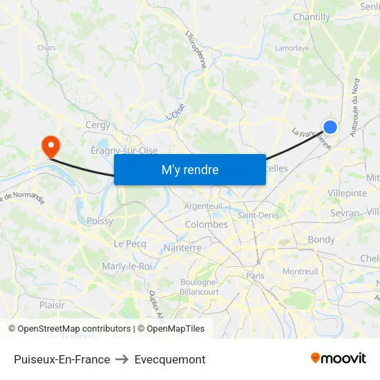Puiseux-En-France to Evecquemont map