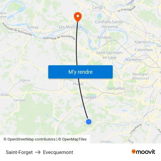 Saint-Forget to Evecquemont map