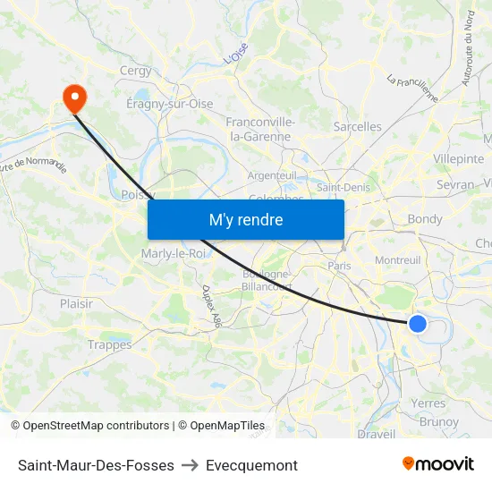 Saint-Maur-Des-Fosses to Evecquemont map