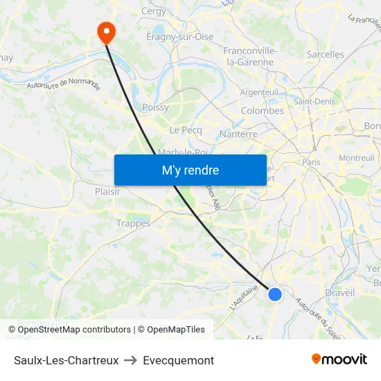 Saulx-Les-Chartreux to Evecquemont map