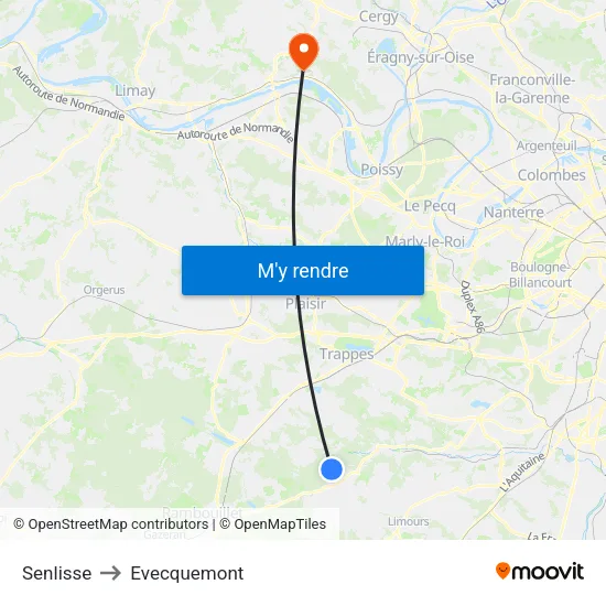 Senlisse to Evecquemont map