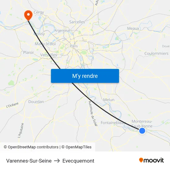 Varennes-Sur-Seine to Evecquemont map
