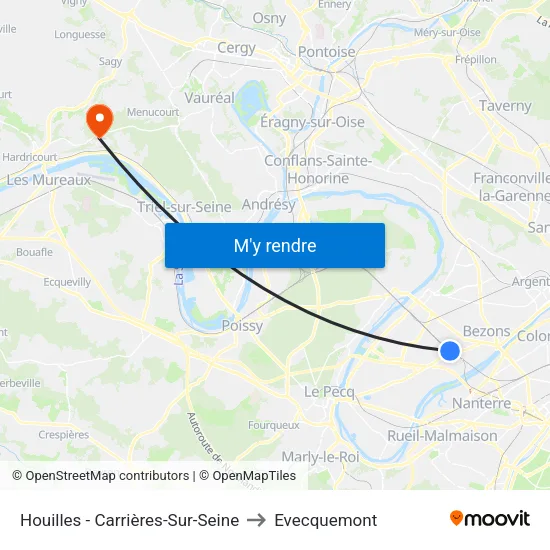 Houilles - Carrières-Sur-Seine to Evecquemont map