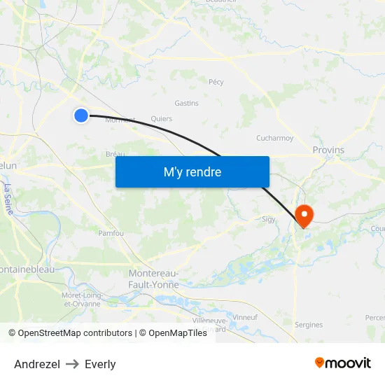 Andrezel to Everly map