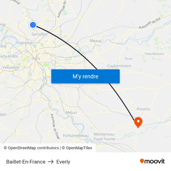 Baillet-En-France to Everly map