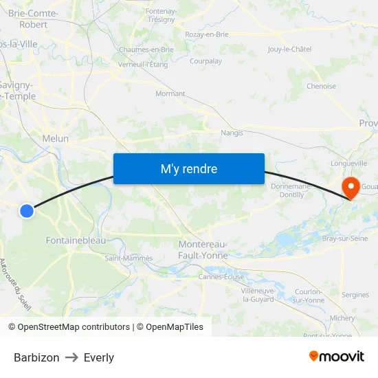 Barbizon to Everly map