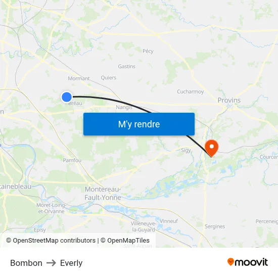 Bombon to Everly map