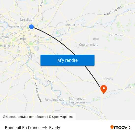 Bonneuil-En-France to Everly map