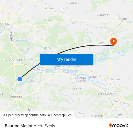 Bourron-Marlotte to Everly map