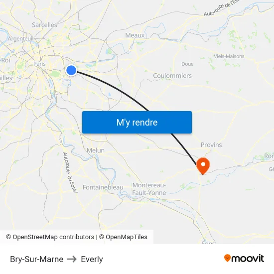 Bry-Sur-Marne to Everly map
