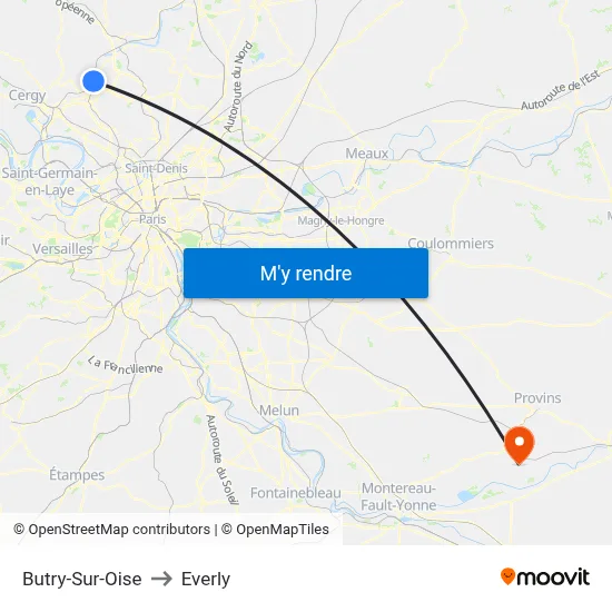 Butry-Sur-Oise to Everly map