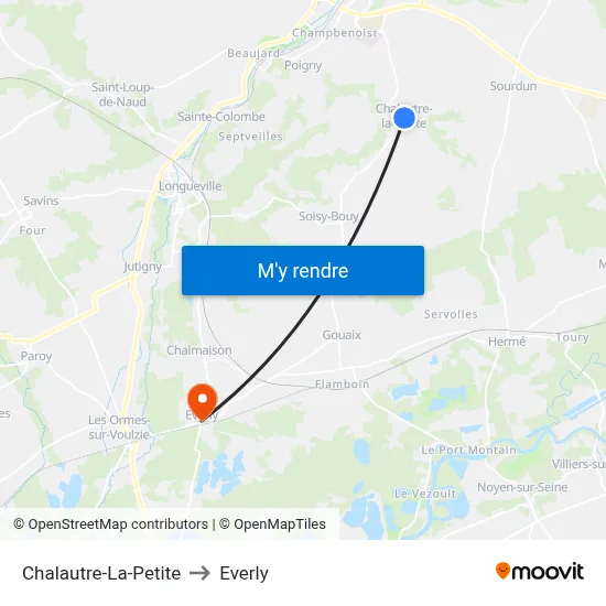Chalautre-La-Petite to Everly map