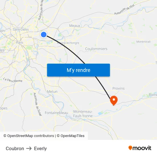 Coubron to Everly map