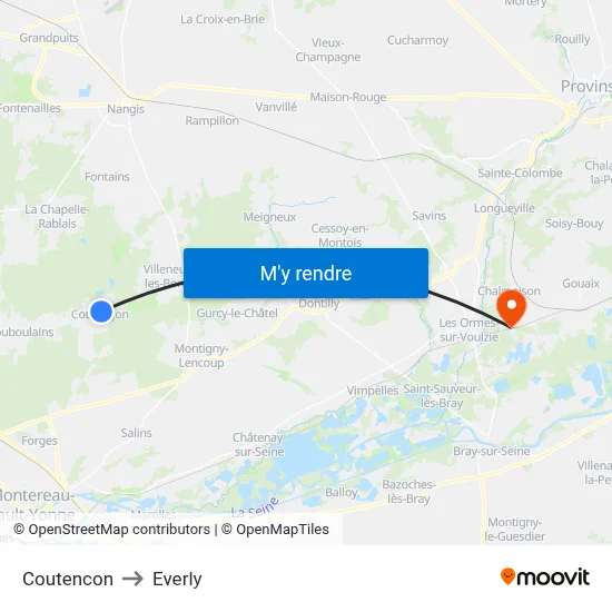 Coutencon to Everly map