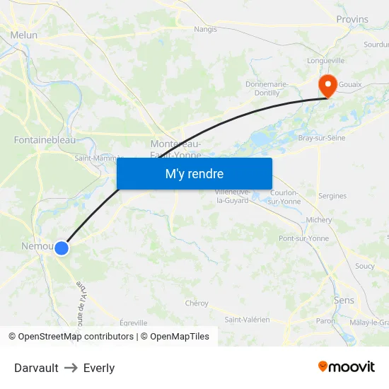 Darvault to Everly map