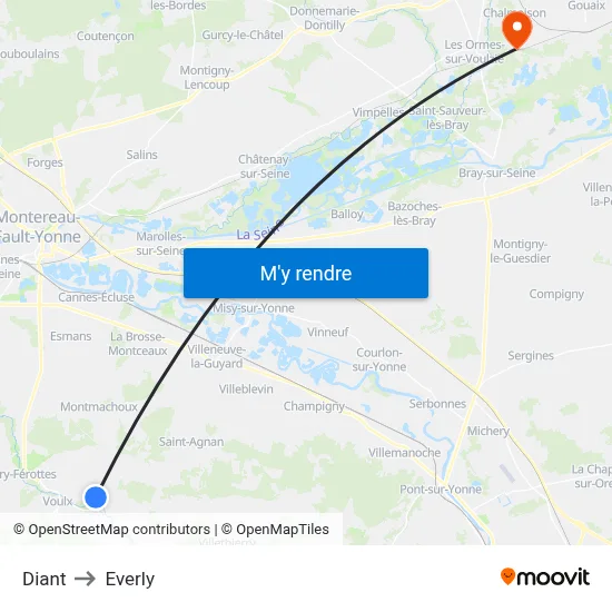 Diant to Everly map