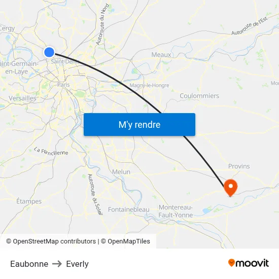 Eaubonne to Everly map