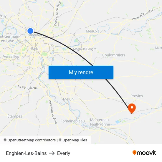 Enghien-Les-Bains to Everly map
