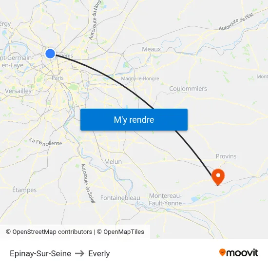 Epinay-Sur-Seine to Everly map