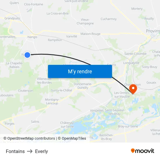 Fontains to Everly map