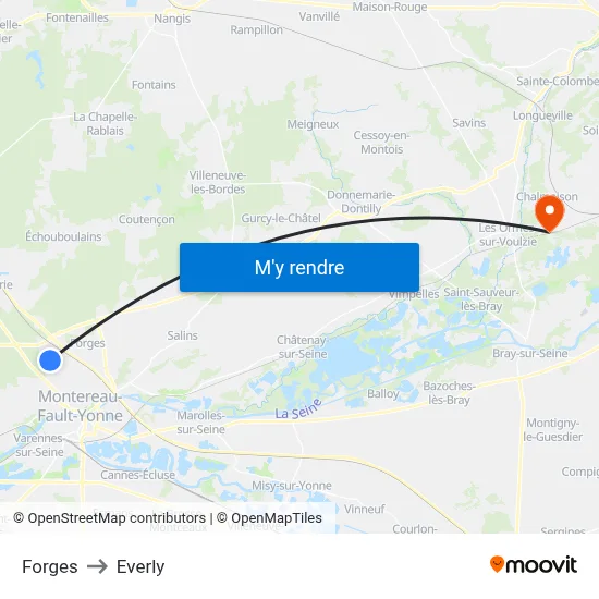 Forges to Everly map