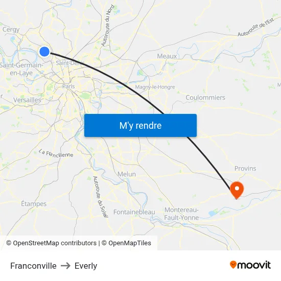 Franconville to Everly map
