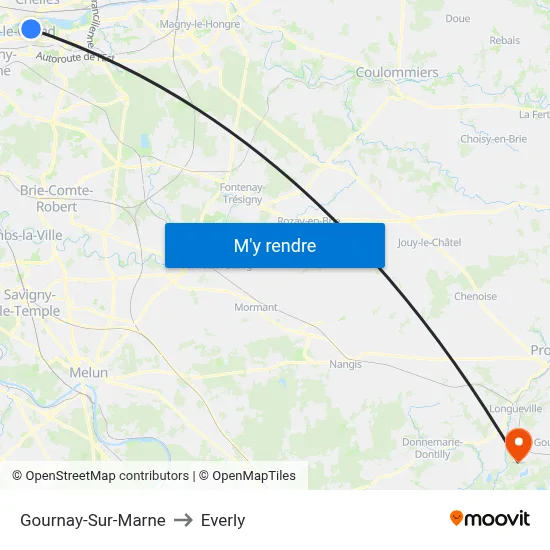 Gournay-Sur-Marne to Everly map