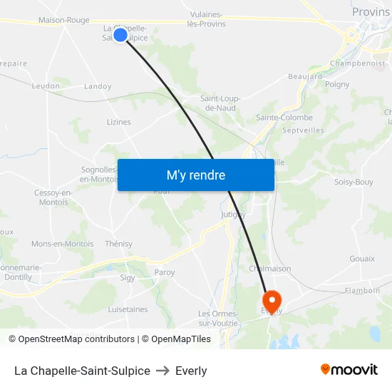 La Chapelle-Saint-Sulpice to Everly map