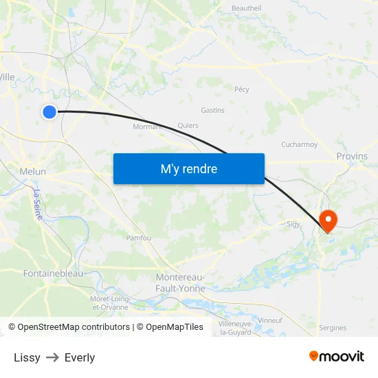 Lissy to Everly map