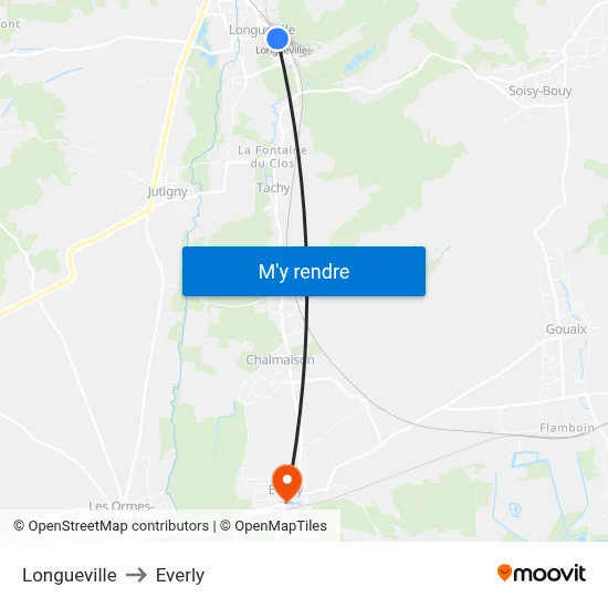 Longueville to Everly map