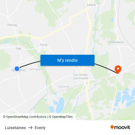 Luisetaines to Everly map