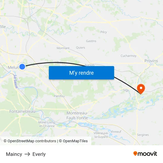 Maincy to Everly map