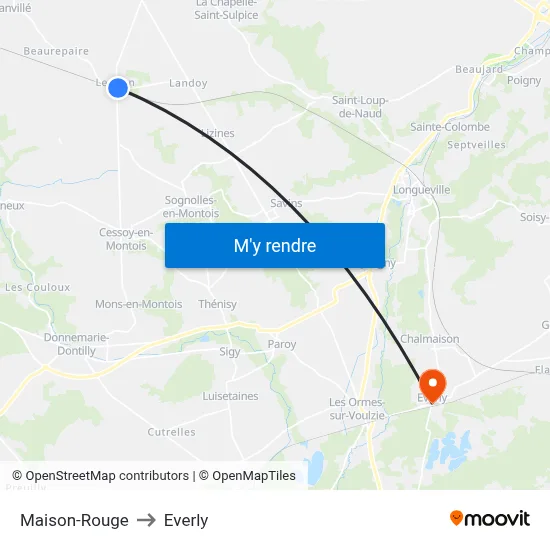 Maison-Rouge to Everly map