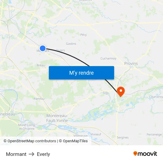 Mormant to Everly map